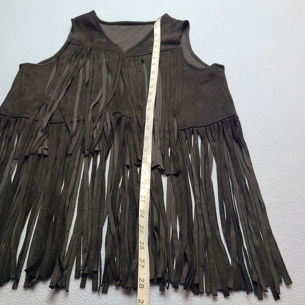 Unbranded Fringe‎ Vest Womens Medium Brown Excellent Faux Suede Boho Western - Picture 2 of 6